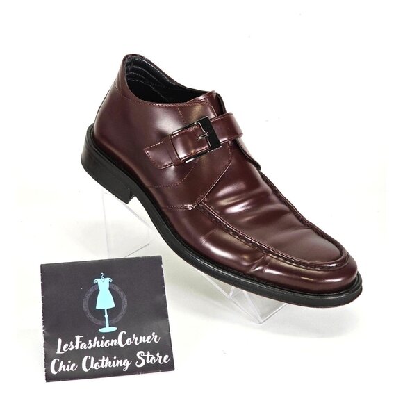 Rodolfo Zengarini Men's Burgundy Leather Monk Strap Buckle Loafers Sz 42 (9) 103 - Picture 12 of 16